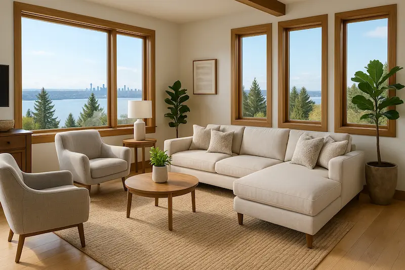 Professional furniture cleaning service in Renton home living room